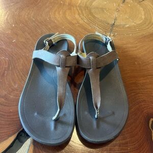 Brown T-Strap Sandals